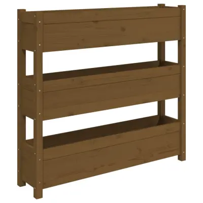vidaXL Visoka greda medeno rjava 112x25x104,5 cm trdna borovina