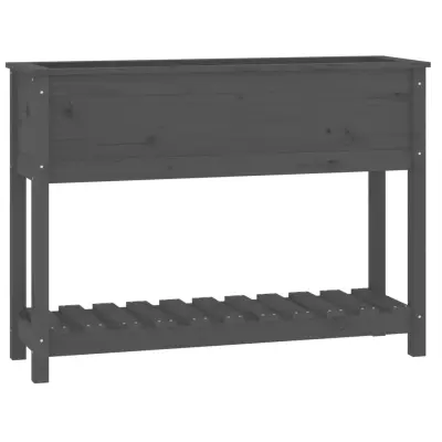 vidaXL Visoka greda s polico siva 111,5x34,5x81 cm trdna borovina