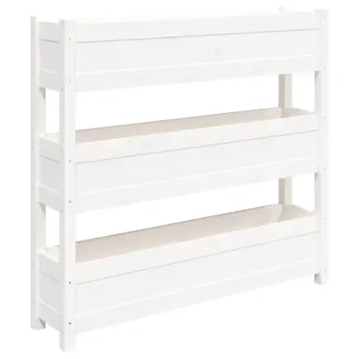 vidaXL Visoka greda bela 112x25x104,5 cm trdna borovina