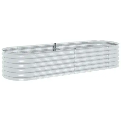 vidaXL Visoka greda 240x80x44 cm pocinkano jeklo srebrna