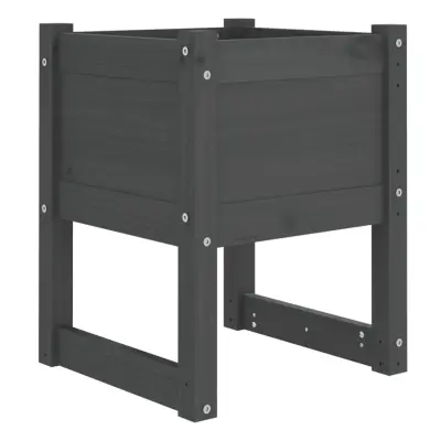 vidaXL Visoka greda siva 40x40x52,5 cm trdna borovina