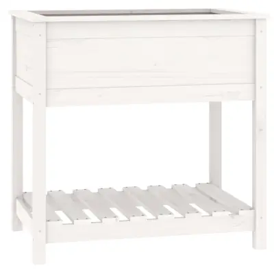 vidaXL Visoka greda s polico bela 82,5x54x81 cm trdna borovina