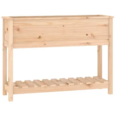 vidaXL Visoka greda s polico 111,5x34,5x81 cm trdna borovina