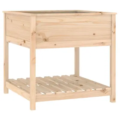 vidaXL Visoka greda s polico 82,5x82,5x81 cm trdna borovina