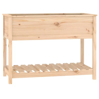 vidaXL Visoka greda s polico 111,5x54x81 cm trdna borovina