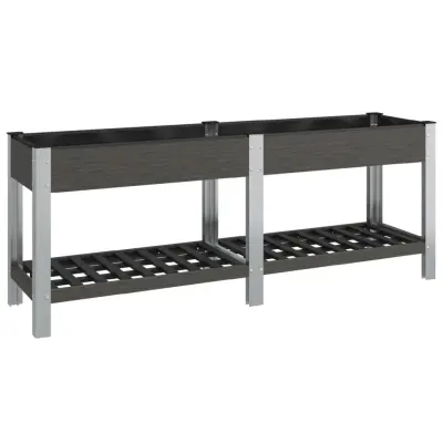 vidaXL Visoka greda s polico siva 200x50x75 cm WPC