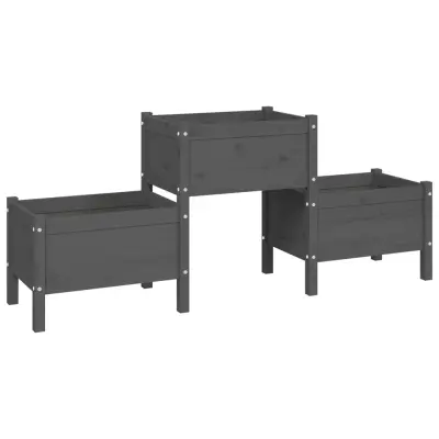 vidaXL Visoka greda siva 178,5x44x75 cm trdna borovina