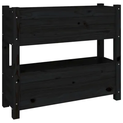 vidaXL Visoka greda črna 77x25x66 cm trdna borovina