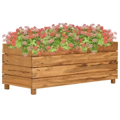 vidaXL Visoka greda 100x40x38 cm reciklirana tikovina in jeklo