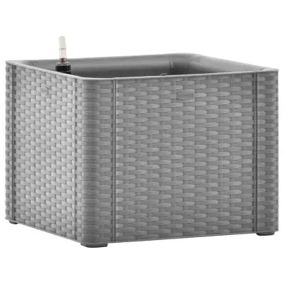 vidaXL Visoka greda z zalivalnim sistemom siva 43x43x33 cm