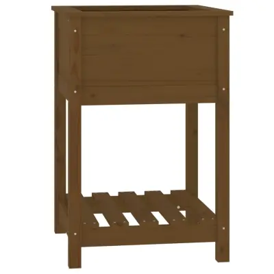 vidaXL Visoka greda s polico medeno rjava 54x54x81 cm trdna borovina
