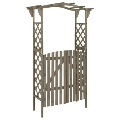 vidaXL Pergola z vrati 116x40x204 cm siva trden les jelke