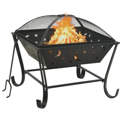 vidaXL Ognjišče z grebljico 62 cm XXL jeklo