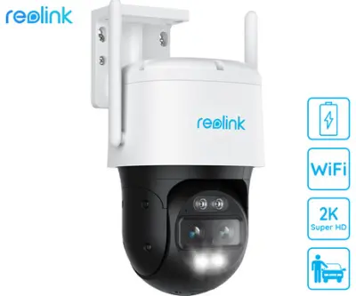 Reolink TrackMix WiFi Battery IP kamera, dva objektiva, 2K Super HD, WiFi, baterija vrtenje in nagibanje, IR nočno snemanje, LED reflektor, aplikacija