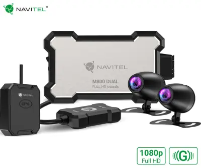 Avto moto kamera NAVITEL M800 DUAL , Full HD, SONY senzor, G-senzor, GPS, WiFi, aplikacija, darilni bon, za motor/ATV/motorne sani, 2x kamera, IP67