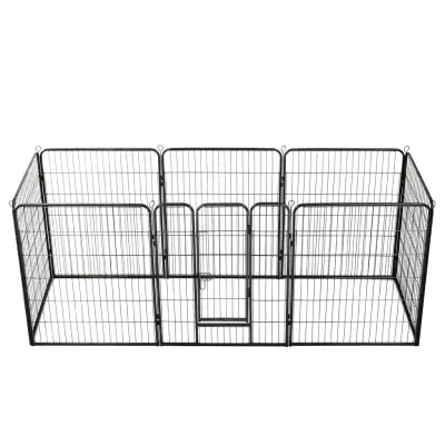 vidaXL Ograda za pse z 8 jeklenimi paneli 80x100 cm črne barve