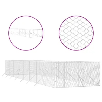 vidaXL Zunanja pasja ograda srebrna 4x16x2 m pocinkano jeklo