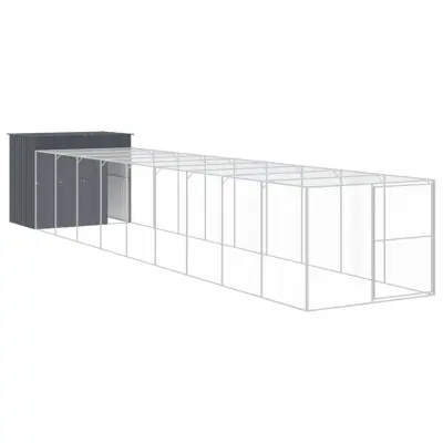 vidaXL Pasja uta z izhodom antracitna 214x1069x181 cm pocinkano jeklo