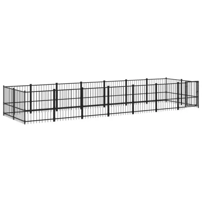 vidaXL Zunanji pasji boks jeklo 13,14 m²