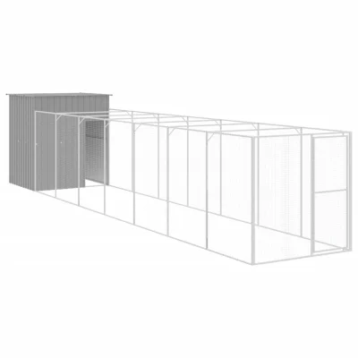 vidaXL Pasja uta z izhodom svetlo siva 165x863x181 cm pocinkano jeklo