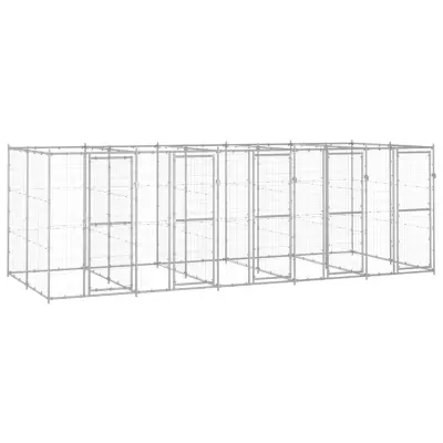 vidaXL Zunanji pasji boks pocinkano jeklo 12,1 m²