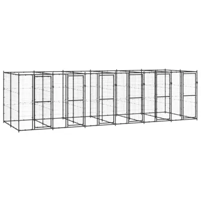 vidaXL Zunanji pasji boks jeklo 14,52 m²