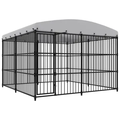 vidaXL Zunanji pasji boks s streho 300x300x210 cm