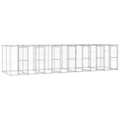vidaXL Zunanji pasji boks pocinkano jeklo 16,94 m²