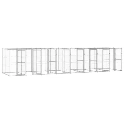 vidaXL Zunanji pasji boks pocinkano jeklo 19,36 m²