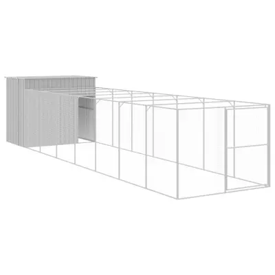vidaXL Pasja uta z izhodom svetlo siva 214x865x181 cm pocinkano jeklo