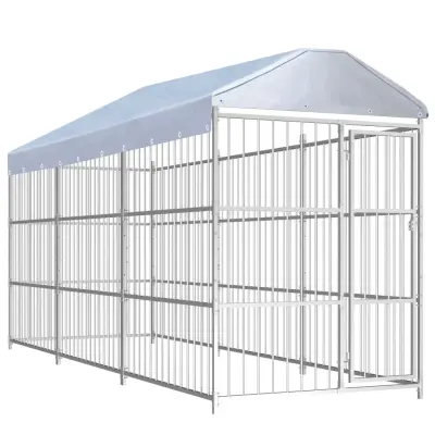 vidaXL Zunanji pasji boks s streho 450x150x200 cm