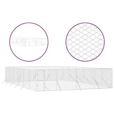 vidaXL Zunanja pasja ograda srebrna 8x12x2 m pocinkano jeklo