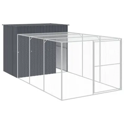vidaXL Pasja uta z izhodom antracitna 214x457x181 cm pocinkano jeklo
