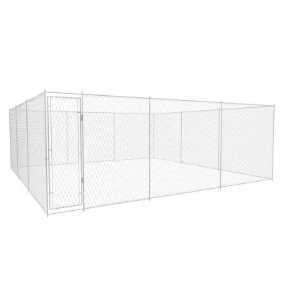 vidaXL Zunanji pasji boks pocinkano jeklo 570x570x185 cm