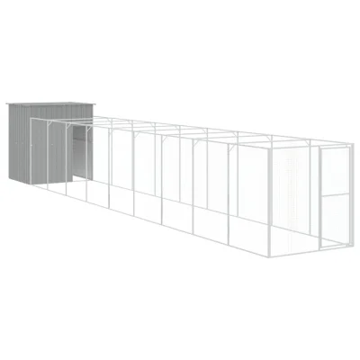 vidaXL Pasja uta z izhodom svetlo siva 165x1067x181 cm pocinkano jeklo