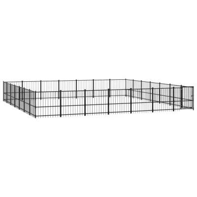vidaXL Zunanji pasji boks jeklo 46,1 m²