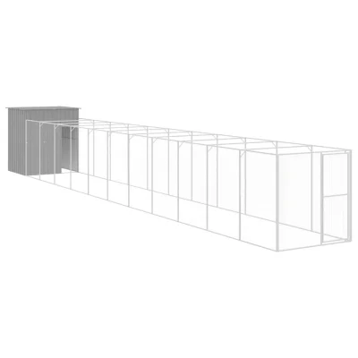 vidaXL Pasja uta z izhodom svetlo siva 165x1271x181 cm pocinkano jeklo