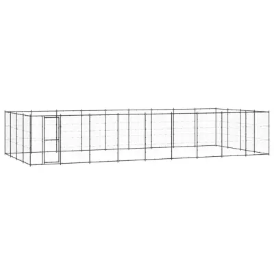 vidaXL Zunanji pasji boks jeklo 43,56 m²