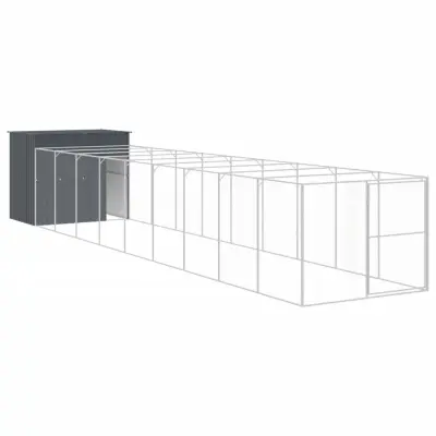 vidaXL Pasja uta z izhodom antracitna 214x1069x181 cm pocinkano jeklo