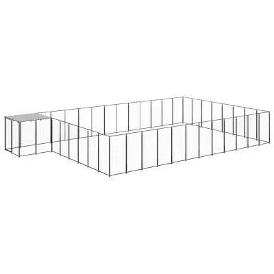 vidaXL Pasji boks črn 30,25 m² jeklo