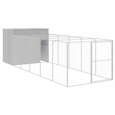 vidaXL Pasja uta z izhodom svetlo siva 214x661x181 cm pocinkano jeklo