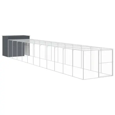 vidaXL Pasja uta z izhodom antracitna 214x1273x181 cm pocinkano jeklo