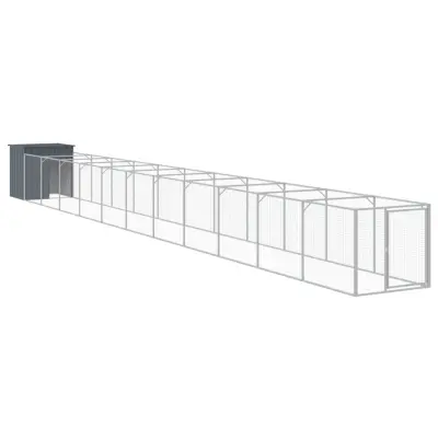 vidaXL Pasja uta z izhodom antracitna 110x1221x110 cm pocinkano jeklo