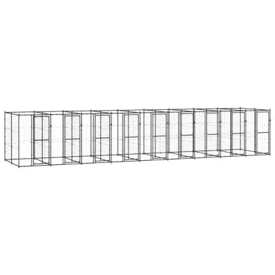 vidaXL Zunanji pasji boks jeklo 21,78 m²