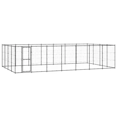 vidaXL Zunanji pasji boks jeklo 33,88 m²