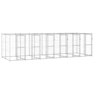 vidaXL Zunanji pasji boks pocinkano jeklo 14,52 m²