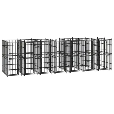 vidaXL Zunanji pasji boks jeklo 12,9 m²