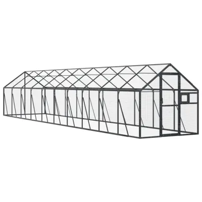 vidaXL Ptičnica antracitna 1,79x10x1,85 m aluminij
