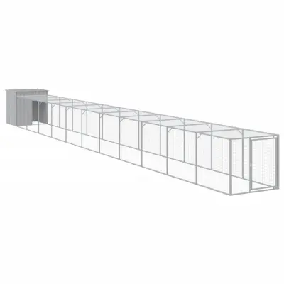 vidaXL Kokošnjak z izhodom svetlo siv 110x1221x110 cm pocinkano jeklo