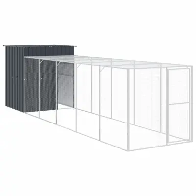 vidaXL Kokošnjak z izhodom antracit 165x659x181 cm pocinkano jeklo